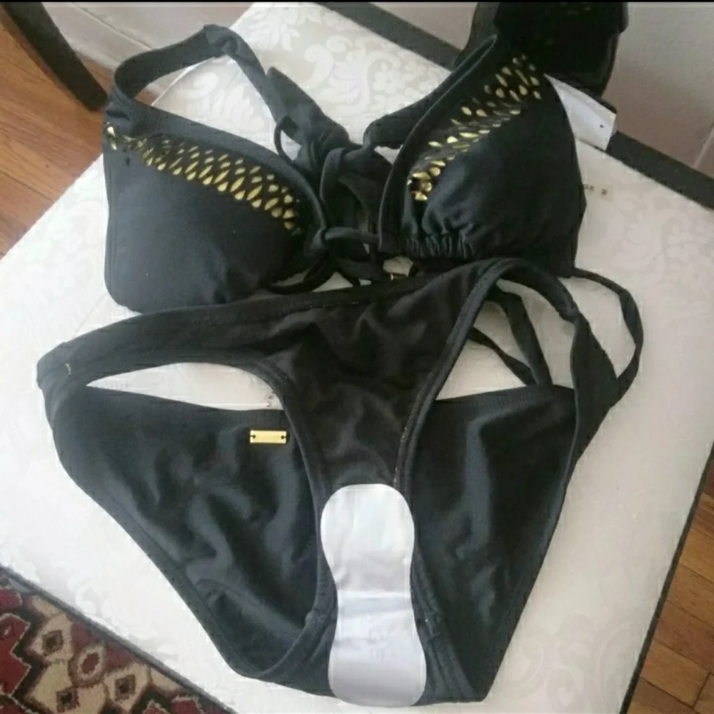 NWT*Rampage 2-pc Black bikini w/metallic accents* sz M